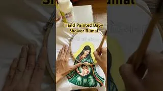 Thumbnail: Oti Rumal For Baby Shower | Handpainted Godbharayi Rumal | #shorts #babyshower #diy