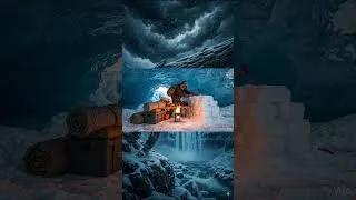Thumbnail: "I FOUND A CAVE! 🧊 Arctic Survival: Leaving the Tree Log #extremecold #wintersurvival  #snowstorm