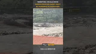 Thumbnail: Terrifying visuals show massive boulder swept away by powerful floodwaters