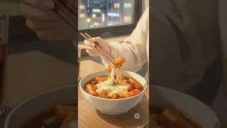 Thumbnail: POV: You’re Craving Tteokbokki at Midnight 🌧️🧀 Cozy ghibli ASMR | #shorts #ghibli #koreanfood