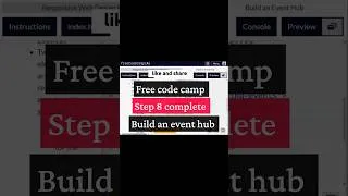 Thumbnail: Build an event hub| Step 8 complete| free code camp #coding #beginners #easy way