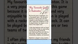 Thumbnail: My Favourite Game Badminton Essay in English 150 Words Short Essay
