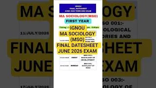Thumbnail: IGNOU MA SOCIOLOGY FINAL DATESHEET | JUNE 2026 EXAM #ignouexam #ignoumasociology #ignoudatesheet2026