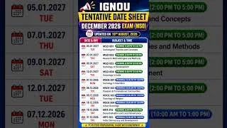 Thumbnail: IGNOU Tentative Datesheet | December 2026 Exam  #ignoudatesheet #ignoumasociology #ignouexam
