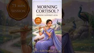 Thumbnail: Morning Cortisol? 🌿 75 Min Bansuri Calm Reset • 432 Hz | Listen to the Full Journey ↓