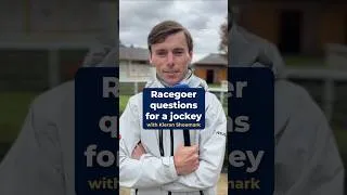 Thumbnail: Racegoers interview a jockey 🏇❓  #horseracing #jockey