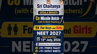 Thumbnail: CO Missile Batch  With CO Batch Teachers For Boys and Girls NEET 2027 #Longterm #srichaitanyagosala