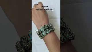 Thumbnail: Link 🔗 in description / Peacock Green Floral Kundan Silk Thread  /  #silkthreadbangles #diybangles