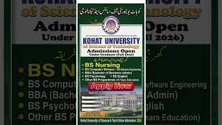 Thumbnail: KUST Online Admission 2026 | Kohat University BS Nursing Admission 2026 | Apply for Kust Online 2026