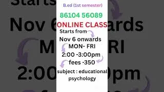 Thumbnail: online class for educational psychology starts from nov 6 onwards #starttostudy