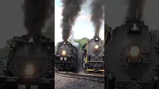 Thumbnail: BigBoy 4014 and Reading and Northern 2102 side by side! #steam #bigboy4014 #train #railroad