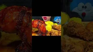 Thumbnail: ASMR BBQ CHICKEN, FRIED CHICKEN, HASH BROWN, CHEESE SAUCE MUKBANG EATING SOUNDS #shorts #mukbang