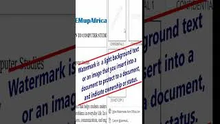 Thumbnail: What is a watermark ? Learn how to add a watermark in Microsoft Word #`Shorts #msword #stemupafrica