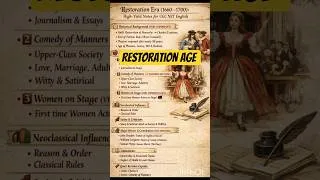 Thumbnail: Restoration Age in One Short #ugcnetenglish
