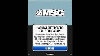 Thumbnail: Tage Thompson breaks in-game NHL record for hardest shot at 104.69 MPH