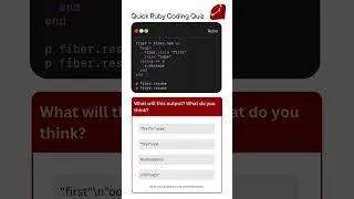 Thumbnail: Quick Ruby Coding Quiz 16 | Talk.rb #coding #ruby #quiz #quiztime #challenge #codereview