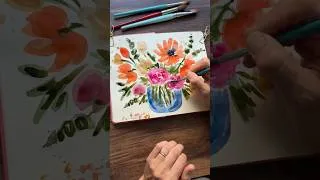 Thumbnail: Painting loose and fluffy watercolor florals in a vase