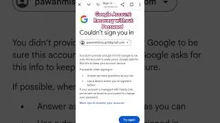 Thumbnail: Google Account Recovery Without password and email | Gmail account recovery #gmailpasswordrecovery