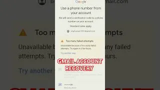 Thumbnail: Too many failed attempts gmail problem solve | Gmail Account Recovery #gmailpasswordrecovery