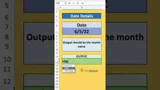 Thumbnail: Excel Get Month Name from Date | #shorts #short