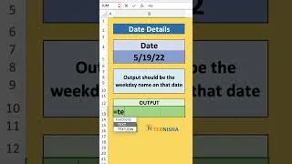 Thumbnail: Excel Find Weekday from Date | #shorts #short