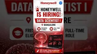 Thumbnail: 🚨 Honeywell Hiring Data Scientist I | Freshers Eligible | Jobs Alert | #jobs #data #shorts #hiring