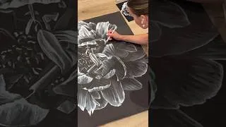 Thumbnail: I Drew This Peony with WHITE Charcoal on BLACK Paper 🤯