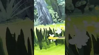 Thumbnail: Gouache Landscape Painting.  Field of Daffodils. Opaque Watercolor. #gouachepaintingprocess #gouache