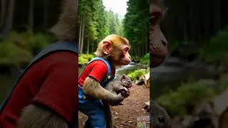 Thumbnail: Monkey Nana Saves a Mouse While Fishing in the Forest 🐒🎣🐭🌳