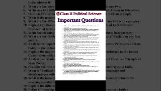 Thumbnail: Class 11 Political Science Important Questions 2026 | Most Expected Questions