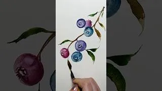 Thumbnail: Easy Watercolor Blueberries 🫐🩷Simple Watercolor Painting #shorts