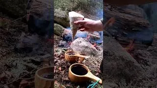 Thumbnail: Birch Bark Coffee Funnel Bushcraft Coffee Hack / DIY #shorts