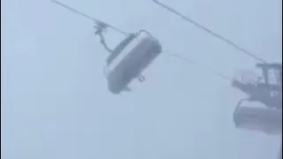 Thumbnail: Skiers on chairlift in 86pmh winds!  #shorts #thesnowreport