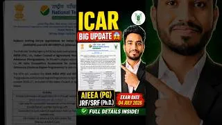 Thumbnail: ICAR BIG UPDATE 🚨ICAR PG/PHD 2026 Registration + Exam Date OUT ✅