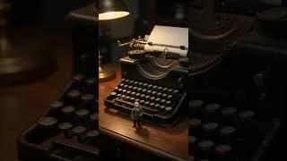 Thumbnail: Typewriter Towers Over the Tiny Archivist 😮🖊️ #Shorts