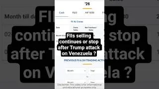 Thumbnail: FIIs Selling Continues Or Stop After Trump Venezuela Latest | FIIs impact on Market Prediction
