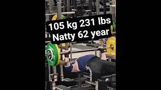 Thumbnail: Natty 62 yr 105 KG benchpress
