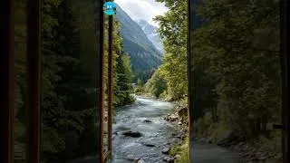 Thumbnail: Snow peaks meet flowing river #switzerland #mountains #stunning