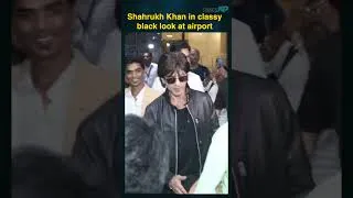 Thumbnail: #shorts Shahrukh Khan styles all black look at airport, crowd gathers to see him #ytshorts