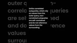 Thumbnail: What is a non correlated subquery in SQL? | #youtubeshorts  #sqlserver #jobinterview