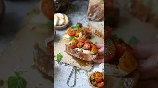 Thumbnail: Betul’s Bruschetta with Homemade Sourdough & Mozzarella 🍅 #food