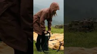 Thumbnail: Pitching a tent in the rain is a whole different kind of meditation 🧘‍♀️⛺️🌧️ #campinginrain