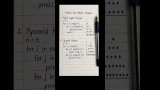 Thumbnail: Python Pattern Programs 🔥 | Star ⭐ Number 🔢 Alphabet 🔤 Patterns  # #education #webdevelopment #tech
