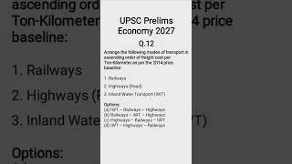 Thumbnail: UPSC Prelims 2027 Economy Q.12 - Freight cost comparison across different modes of transport