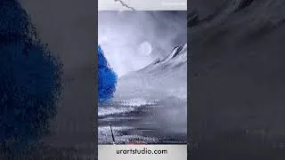 Thumbnail: Painting a Blue Tree Beneath the Moon 💙🌙 #bluetree #acrylicart