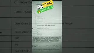 Thumbnail: CA final Spom set C Risk management Marksheet. ICAI Spom SET C exam Clear. Risk management Exam.
