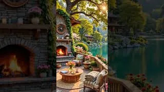 Thumbnail: Morning Spring Jazz 🌸 Fireplace Sounds at Cozy Porch Ambience