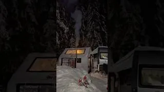 Thumbnail: I live here tonight ❄️ Snow, caravan, hot tent… this is my winter camp #shorts #winter camping