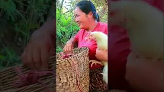 Thumbnail: #cooking #babyanimal #primitivevillagelife #village_cooking #chickenrecipes #primitivesurvivallife