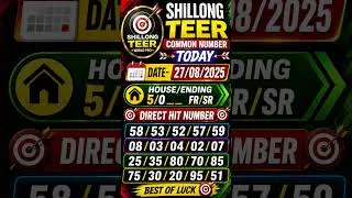 Thumbnail: 27/08/2026 Shillong Teer Common Number today | Shillong Teer Target Number Today